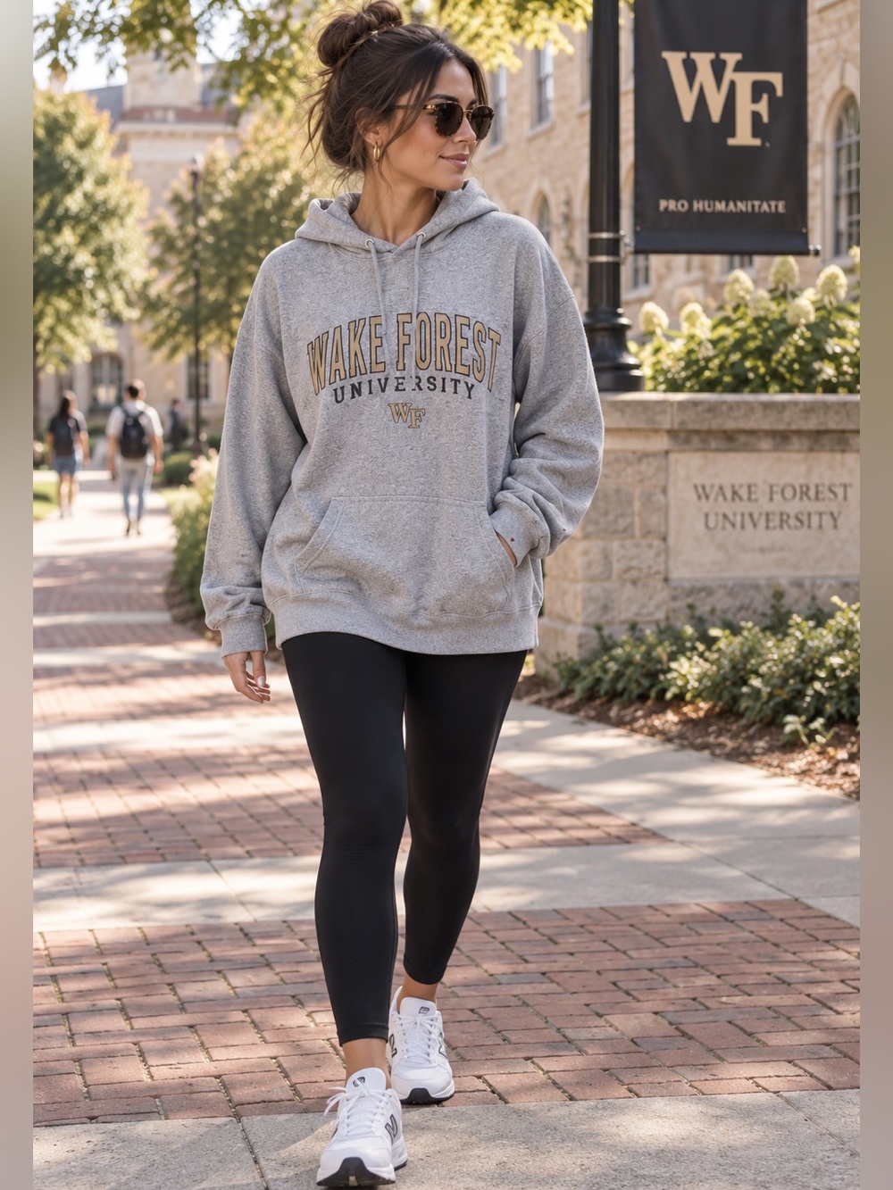 League Wake Forest Kangaroo Pocket Hoodie Gray Oversized Collegiate Sweatshirt L